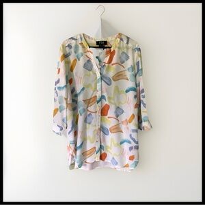 FDJ Size 14 patterned V neck tunic top